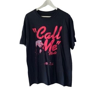 Blondie Black & Neon Pink Band T Shirt Size Large Disco New Wave Rocker Chic New